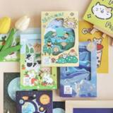 👉 Postkaart meisjes 30 Pcs/Set Cartoon Animals and Girl Postcard Heteromorphism Scene Greeting Cards DIY Journal Decoration