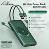 👉 Powerbank PINZHENG 20000mAh Qi Wireless Charger Power Bank Built-in 4 Cables Portable External Battery For Xiaomi iPhone