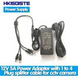 👉 CCTV camera HKIXDISTE 12V 5A 1to 4 Port plug splitter cable AC Adapter Power Supply Box For the Security