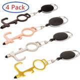 👉 Keychain brass 4 Pack No Touch Door Opener Portable Elevator Handle Key Copper Metal With Phone Screens Contactless Tool