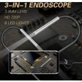 👉 Lens 3.9mm Endoscope Camera Tiny Android 6 LED Micro USB Type C 3 in 1 Waterproof Inspection For PC Borescope