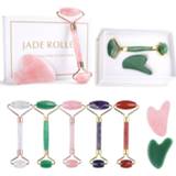 Massager roze Jade Roller Rose Quartz Stone Pink Gua Sha Board Face Slimming Lifting Skin Care Beauty Massage Tool Set Box