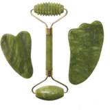 👉 Natural Jade Roller Facial Massager Real Stone Face Roller Guasha Massage Board Set Guasha Tool Jade Roller Guasha Massage Board