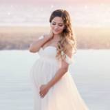 Maxi dres baby's Maternity Off Shoulder Chiffon Gown Photography Lace Split Front Dress for Photoshoot Baby Shower Pregnancy DressD30