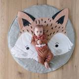 👉 Carpet baby's kinderen 90CM Fox Design Baby Photography Mat Round Cotton Animal Playmat Newborn Infant Crawling blanket Kids Room Decor props