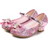👉 Shoe blauw roze leather zilver kinderen meisjes Princess Kids Shoes For Girls Flower Casual Glitter Children High Heel Butterfly Knot Blue Pink Silver