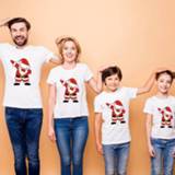 Short sleeve wit 1PC Funny Family Christmas Matching Clothes Punk Dance Santa Claus Print White T-shirt Look New Year