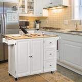 👉 Trolley MDF rubberwood large Drop-Leaf Kitchen Island Cart Spice Rack Towel Premium Material Countertop Storage Cabinet