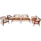 👉 Sofa 8PCS Patio Rattan Furniture Set Acacia Wood Frame Cushioned Chair Garden 2*HW66517+