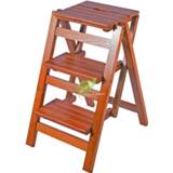 👉 Ladder Durable Household Multi Function Step Stool Foldable Solid Wood Three Indoor Climbing Wooden