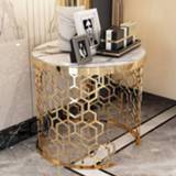 👉 Sofa steel small 2021 Creative luxury marble top side table modern living room round coffee shiny golden stainless