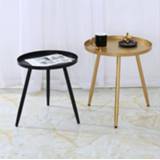 👉 Sofa zwart goud small Folding Round Coffee Table Iron Side Hotel Bedside Black Gold End Tea