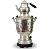 👉 Thermostaat zilver SONAYCOPPER Silver Plating Turkish SamovarRose Flower, Tiny Handmade Thermostat 5 lt Capacity Copper Samovar