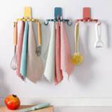 Organizer Flower-shaped Rag Rack Kitchen With Hook Storage Wall-mounted Free Punching Spatula Spoon Towel