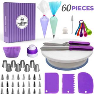 Purper 60pcs Pastry Bags Tips Icing Piping Nozzles for Cream Reusable Cake Decorating Tools Confectionery Equipment Accessorie