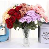 👉 Boeket blauw grijs wit rood rose Artificial Flower Hand Bouquet Home Decoration DIY Holiday Wedding Christmas Gift Non-Woven Blue Gray White Red