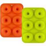 👉 Oven donkergroen oranje silicone Doughnut Mold Baking Non-stick Suitable For And Microwave Green Orange Two-piece