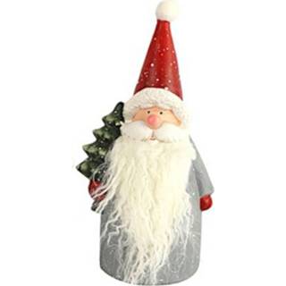 👉 Wit rood keramiek kerstbeelden White label kerstmanbeeld met boom Saami 24 cm rood/wit 8719817814985