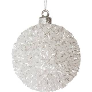 👉 Kerstbal wit zilver kunststof kerstballen Dickensville 8 cm wit/zilver 4 stuks 8712953701416