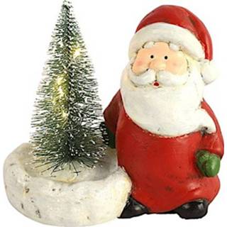 👉 Kerstboom wit rood keramiek verlichte kerstfiguren White label kerstman met Johann led 15 cm 8718317818677