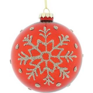 👉 Kerstbal rood glas m kerstballen Decostar Sanya 10 cm 8718317782862