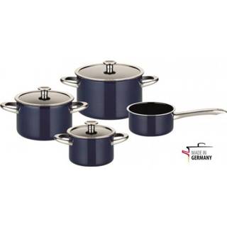 👉 Pannenset blauw Triton stahl Keramiek electrisch Premium Midnight Blue nederlands ELO 4 delig 4006925461045