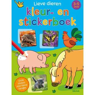 👉 Sticker boek Lieve dieren kleur- en stickerboek (3-5 j.). Paperback 9789044758559