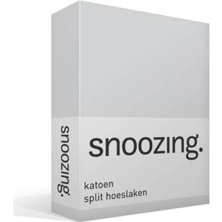 👉 Grijs katoen Snoozing - Split-hoeslaken Lits-jumeaux 200x200 Cm 8719151004912