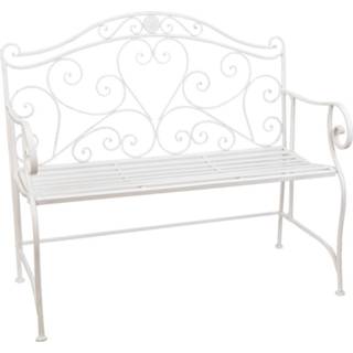 👉 Metaal wit Clayre & Eef Bank 103x51x94 Cm - 8717459471269