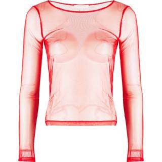 👉 Blous transparent vrouwen rood 