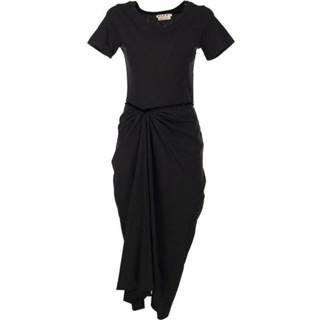 👉 Dress vrouwen zwart Draped Cotton Jersey