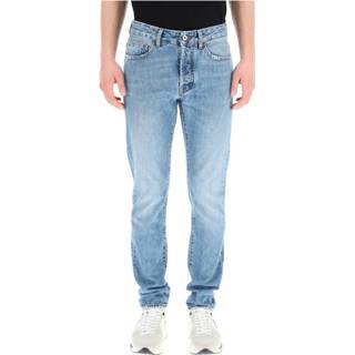 👉 Slim jean W34 W30 W33 W31 W32 male blauw jeans with fire cross print