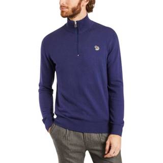 👉 Sweater l male blauw Zipped collar logo