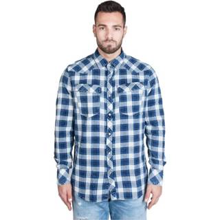 👉 Shirt m male blauw 3301 Plaid