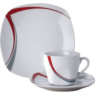👉 Wit rood grijs porselein unisex 18-delig koffieservies Casa Van Well wit/rood/grijs 4009290156585