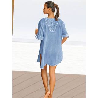 👉 Tuniek blauw katoen effen vrouwen toptrendy koraal Alba Moda 8698272537489 4055708168572