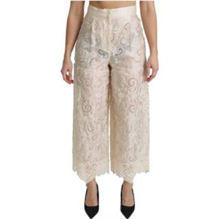 👉 L vrouwen beige Lace High Waist Palazzo Cropped Pants 8051124709586