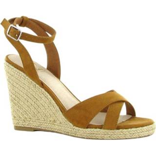 👉 Sleehakken vrouwen bruin Sleehak espadrille sandalen