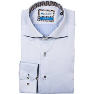 👉 Overhemd blauw katoen overhemden male licht Bos Bright Blue met contrast 7-03/0018