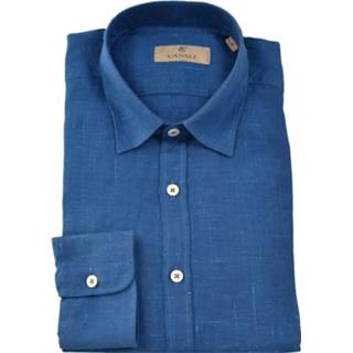 👉 Casual overhemd linnen XXL overhemden male blauw Canali