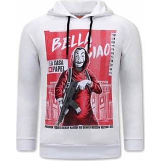 👉 Hoodie katoen l truien male wit Tony Backer Bella ciao print hoodies 7435144310310 7435144299295 7435144310303