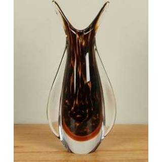 👉 Vaas bruin zwart glas bruin/zwart 30 cm, SA-4 715235643228