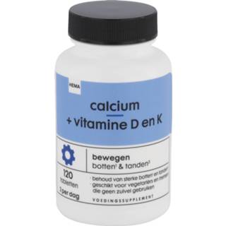 👉 Calcium unisex HEMA + Vitamine D En K - 120 Stuks