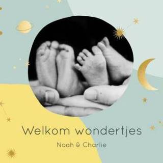 👉 Maan Greetz | Geboorte kaart Welkom wondertjes