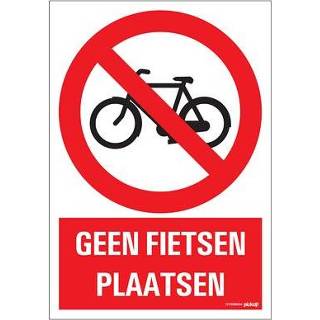 👉 Bord rood wit PVC male Pickup Geen fietsen plaatsen 23x33cm rood/wit 8711234128805