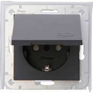 👉 Wandcontactdos staal male Kopp Athenis wandcontactdoos IP44 1-voudig met randaarde en shutter 4008224650922