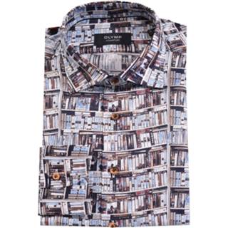 👉 Overhemd katoen overhemden male blauw Olymp