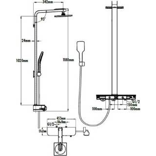 👉 Regen douche messing opbouw knop bruce thermostatisch wit vierkant rechthoek keramisch vast Regendouche opbouwset Boss & Wessing Met Zeeplegger 8698531157571