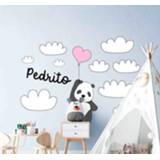 👉 Muursticker Post NL nederlands Muurstickers Vliegende panda met wolken en naam