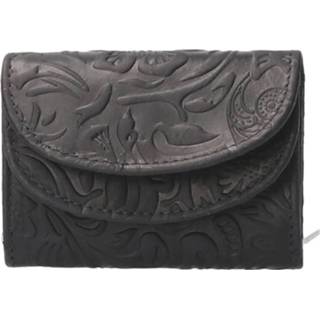 👉 Portemonnee leer leather drukknopen nederlands unisex volwassenen Donker Blauw Design Compacte Flower Navy 8720289543631